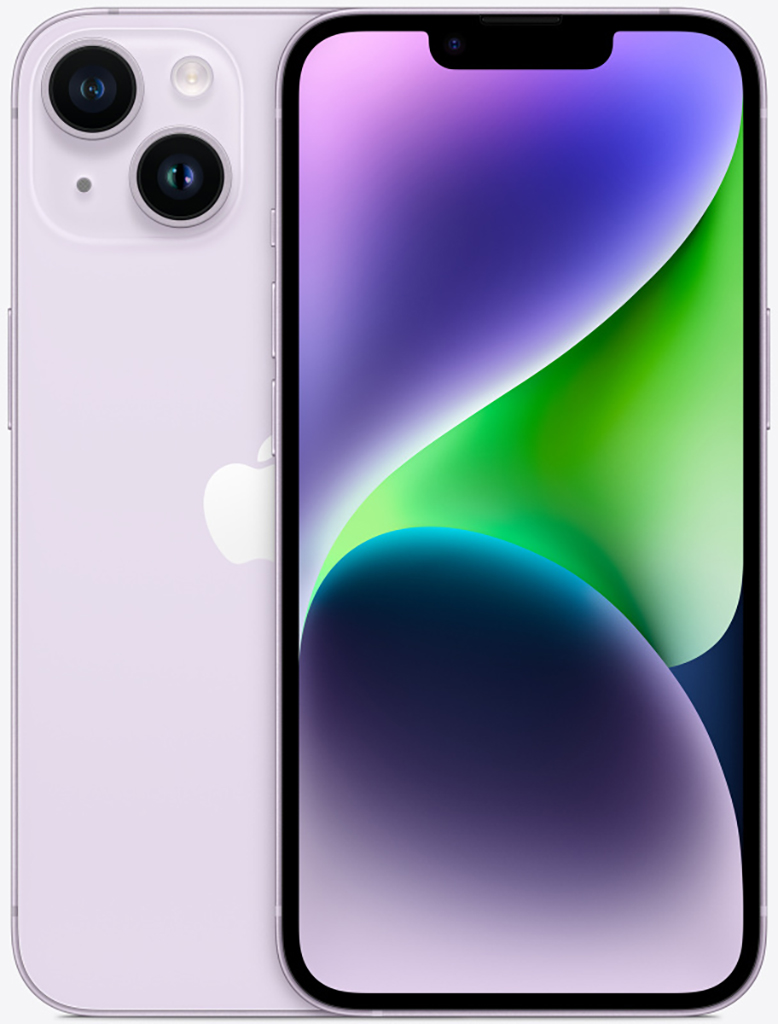 iPhone 14 128GB MPV03HN/A Purple (Nano+eSIM) смартфон apple iphone 14 pro max 128gb mq9t3aa a purple nano esim