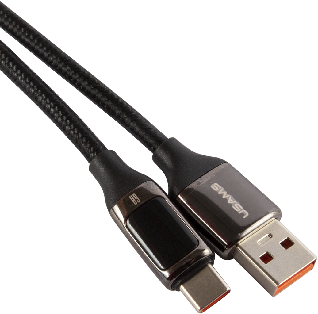 U78 USB to USB-C 1.2m LED дисплей Black кабель usams u78 usb c to usb c 1 2m led дисплей black