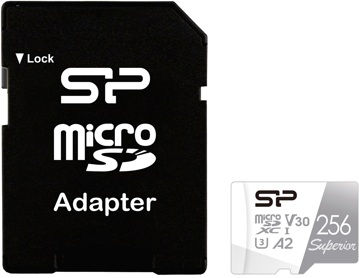 Карта памяти Silicon Power Superior DA2 microSDXC UHS-I Class 10 256GB с адаптером