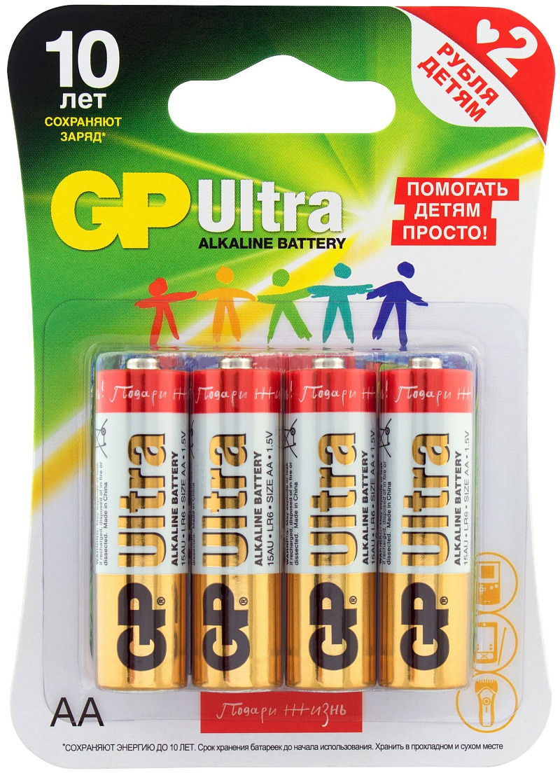 Ultra Alkaline AA (4 шт) батарейка gp ultra alkaline aa блистер 4 шт