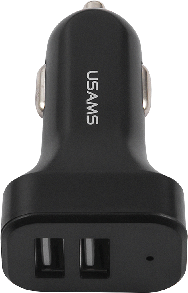 Автомобильное зарядное устройство Usams NTU35LC13TZ 2xUSB с кабелем Apple Lightning Black