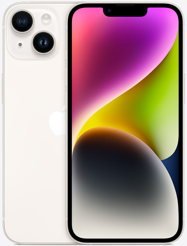 iPhone 14 128GB MPUR3HN/A White (Nano+eSIM) смартфон apple iphone 14 pro 128gb mq0g3aa a purple nano esim