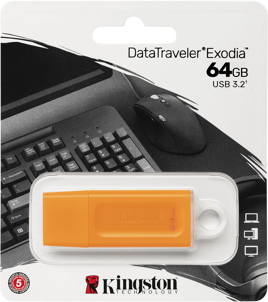 USB-накопитель Kingston DataTraveler Exodia 64GB USB 3.2 Gen 1 Orange цена и фото