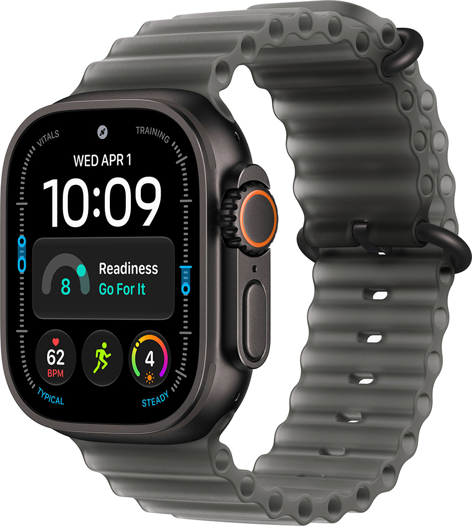 Умные часы Apple Watch Ultra 4 49 мм «Чёрный титан», с чёрным ремешком Ocean M/L