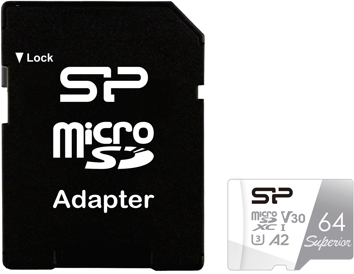 карта памяти 128gb microsd silicon power superior sp128gbstxdv3v20sp Superior DA2 microSDXC UHS-I Class 10 64GB с адаптером