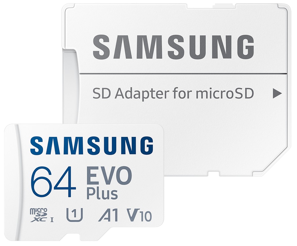 Карта памяти Samsung Evo Plus MB-MC64SAKR microSDXC U1 Class 10 64GB с адаптером 1190₽