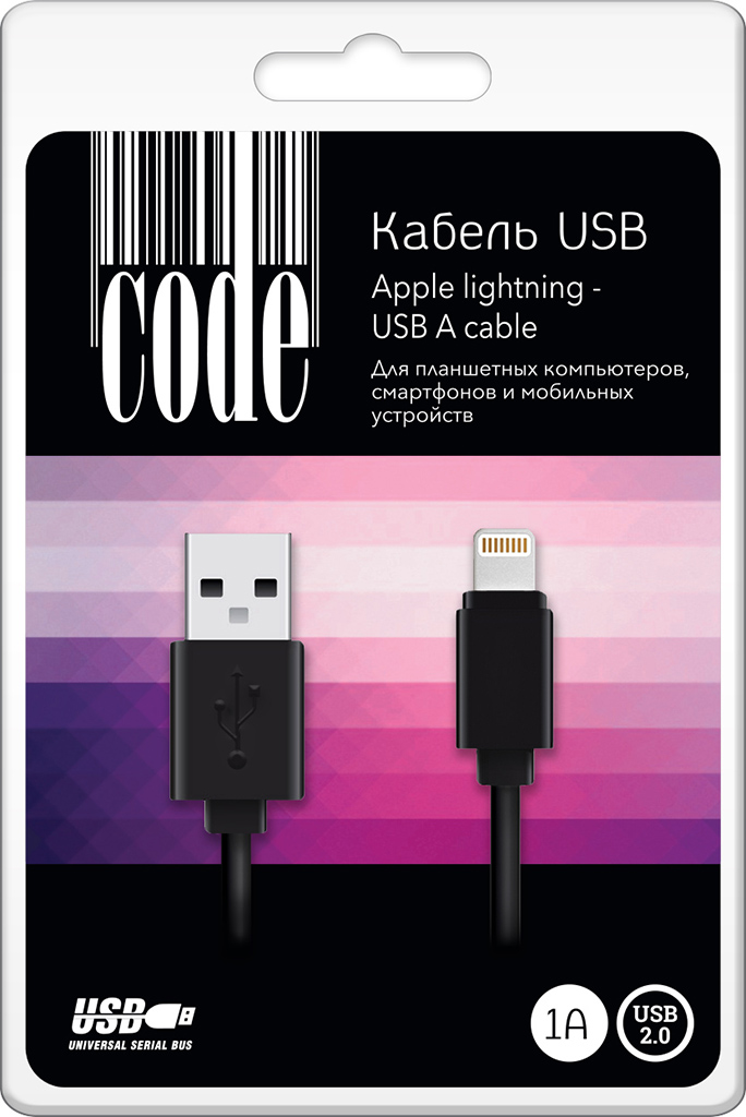 Кабель Code CBL101 USB – Apple Lightning Black
