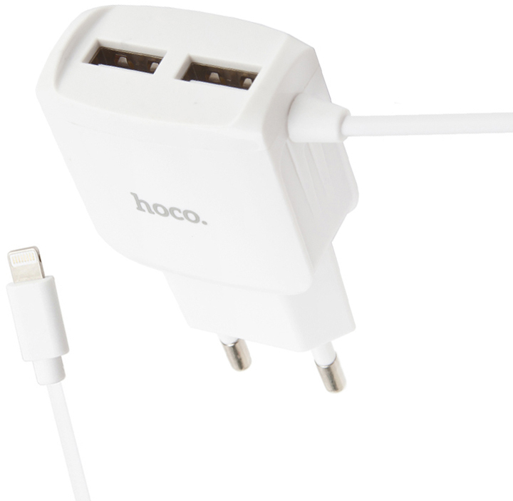 цена Зарядное устройство Hoco C59A Mega Joy с кабелем Apple Lightning White