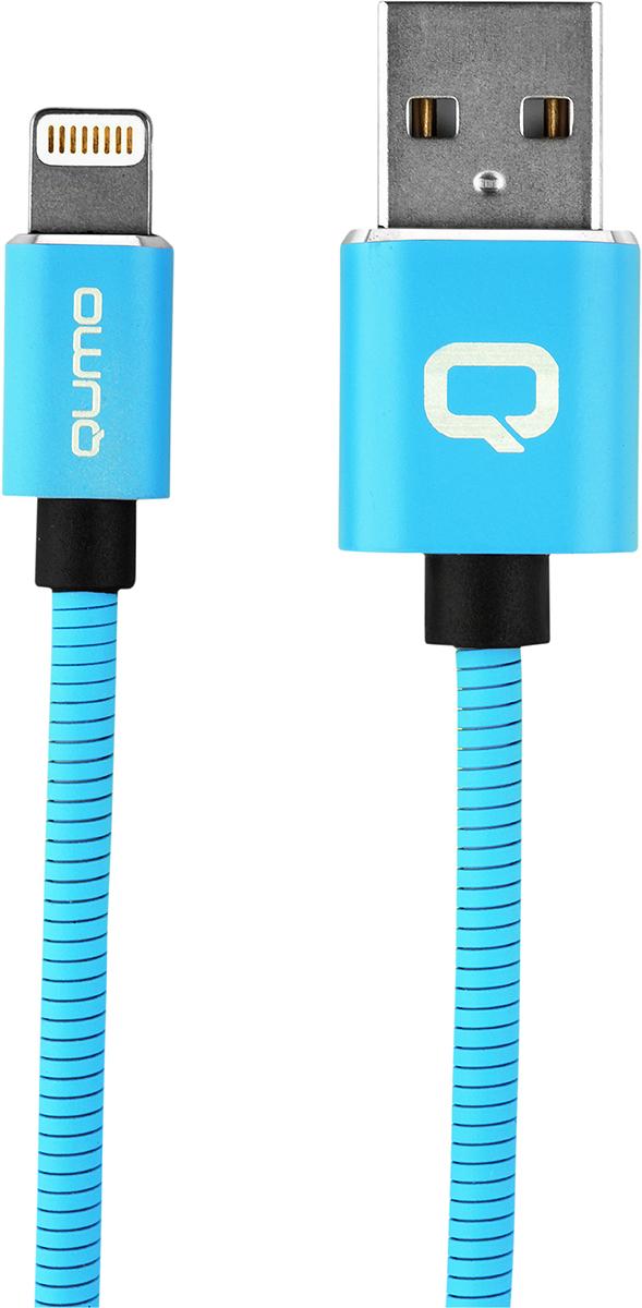 Фото - Кабель Qumo USB to Apple Lightning 1m Blue аксессуар travel blue usb lightning cable 1m white 970_wht