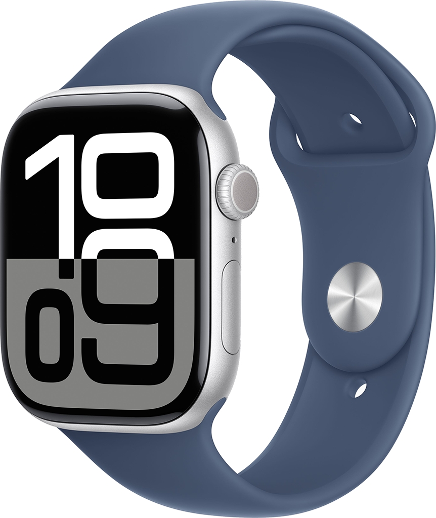 Умные часы Apple Watch Series 10 46mm Silver Aluminium Case с синим ремешком S/M