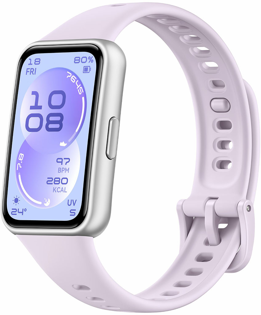 Умные часы HUAWEI Band 11 серебристые, с фиолетовым ремешком