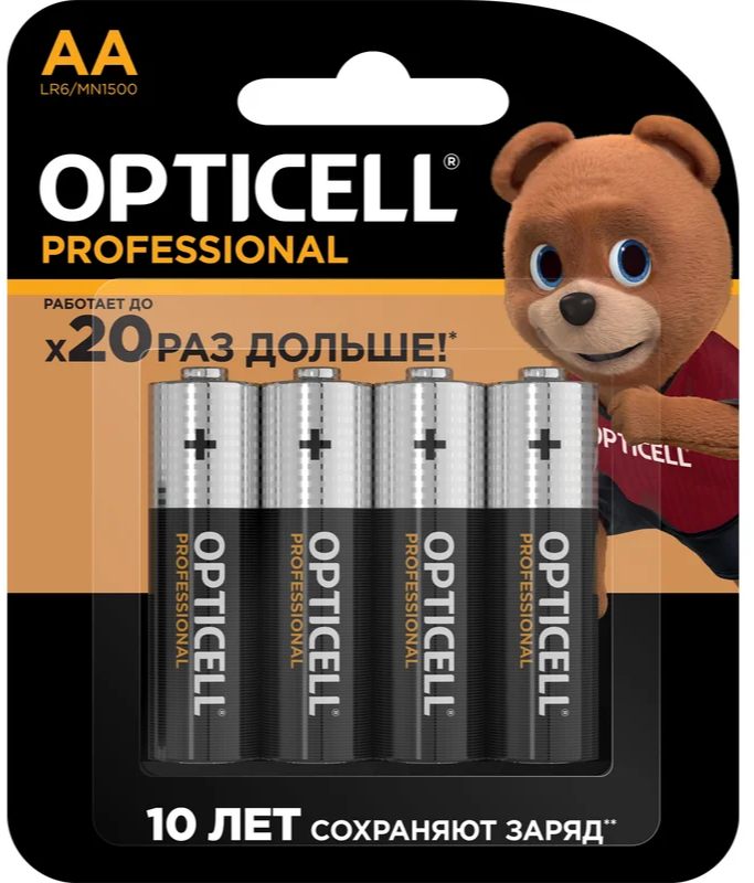 Батарейки Opticell Professional AA LR6 15В 4шт 389₽