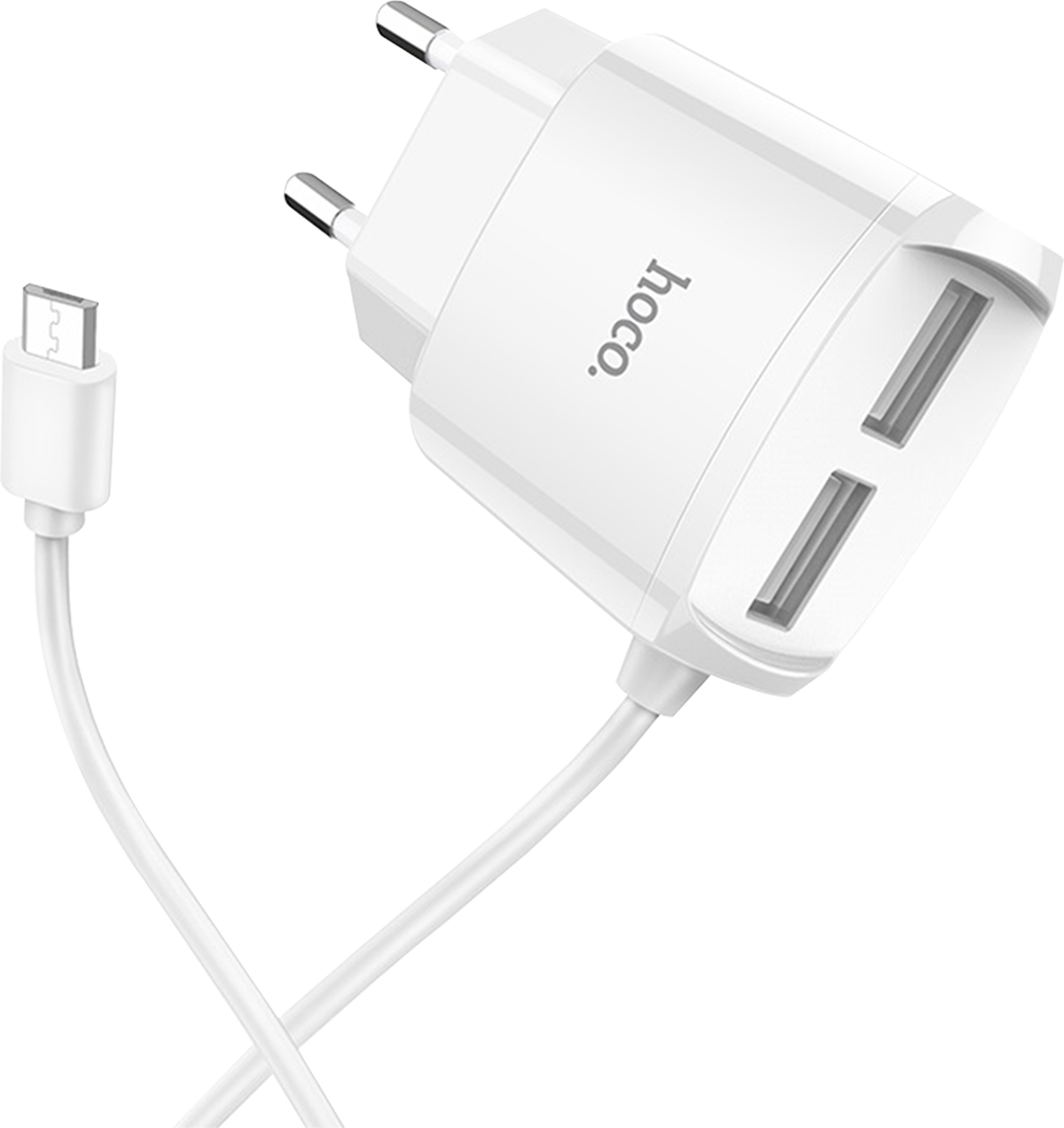 C59A Mega Joy с кабелем microUSB White сетевое зарядное устройство hoco c59a mega joy со встроенным кабелем lightning белый