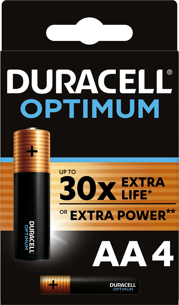 Optimum AA (LR6) 1.5 V (4 шт) батарейка duracell optimum аа lr6 10bl уп 10шт