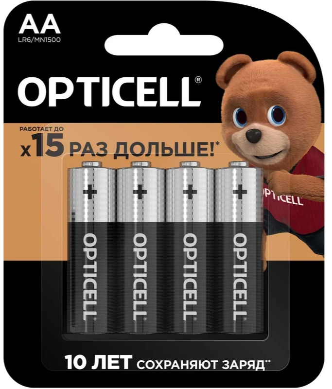 Набор батареек Opticell Basic AA (LR6), 1.5В, 4шт