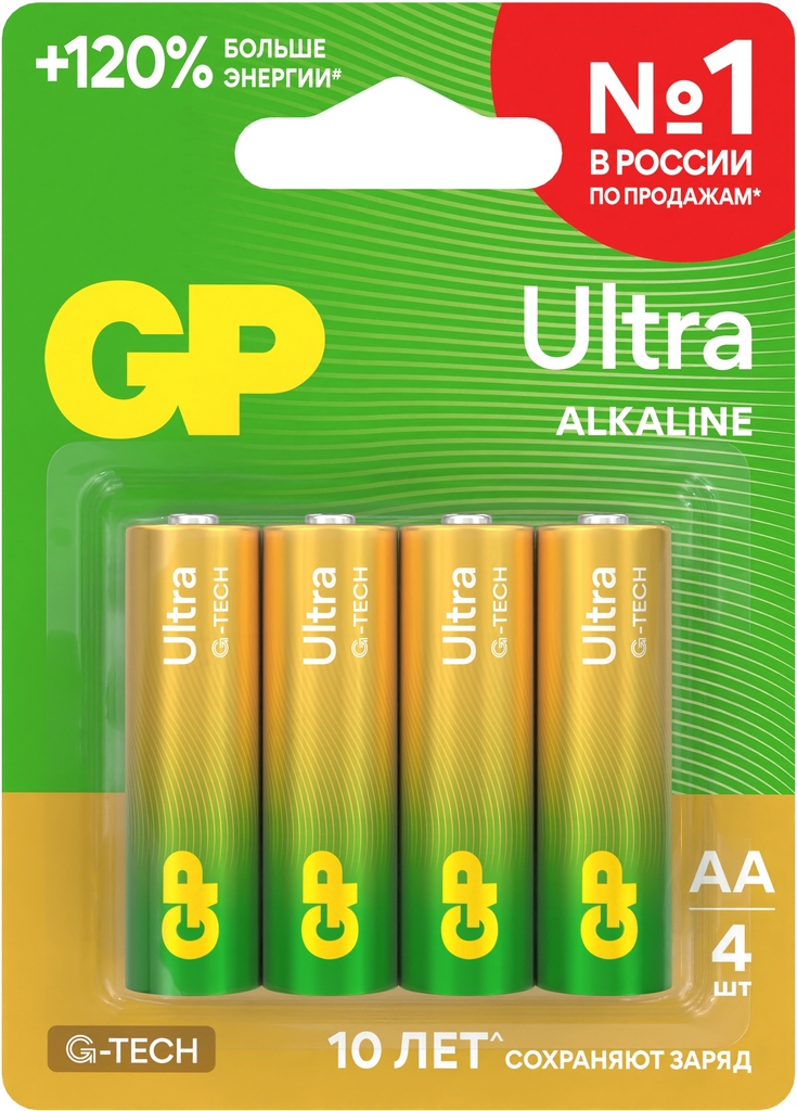 Батарейки GP Ultra Alkaline G-Tech AA (4 шт.)
