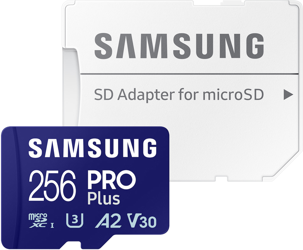 Карта памяти Samsung PRO Plus microSDXC U3 Class 10 256GB MB-MD256SAEU с адаптером 3790₽
