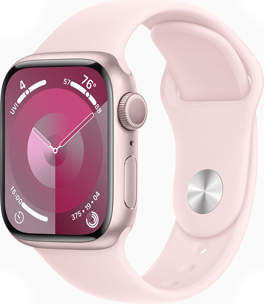 цена Умные часы Apple Watch Series 9 MR943LL/A 41mm Aluminum Pink с розовым ремешком M/L