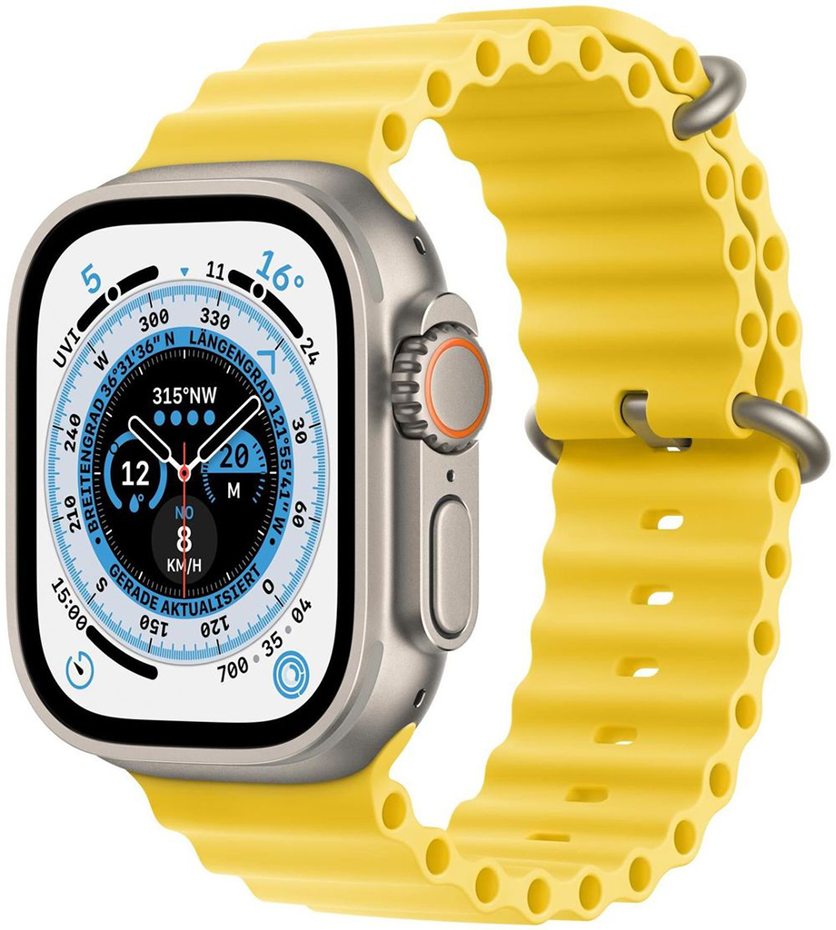 Умные часы Apple Watch Ultra, 49 мм титан/жёлтый Ocean Band ремешок