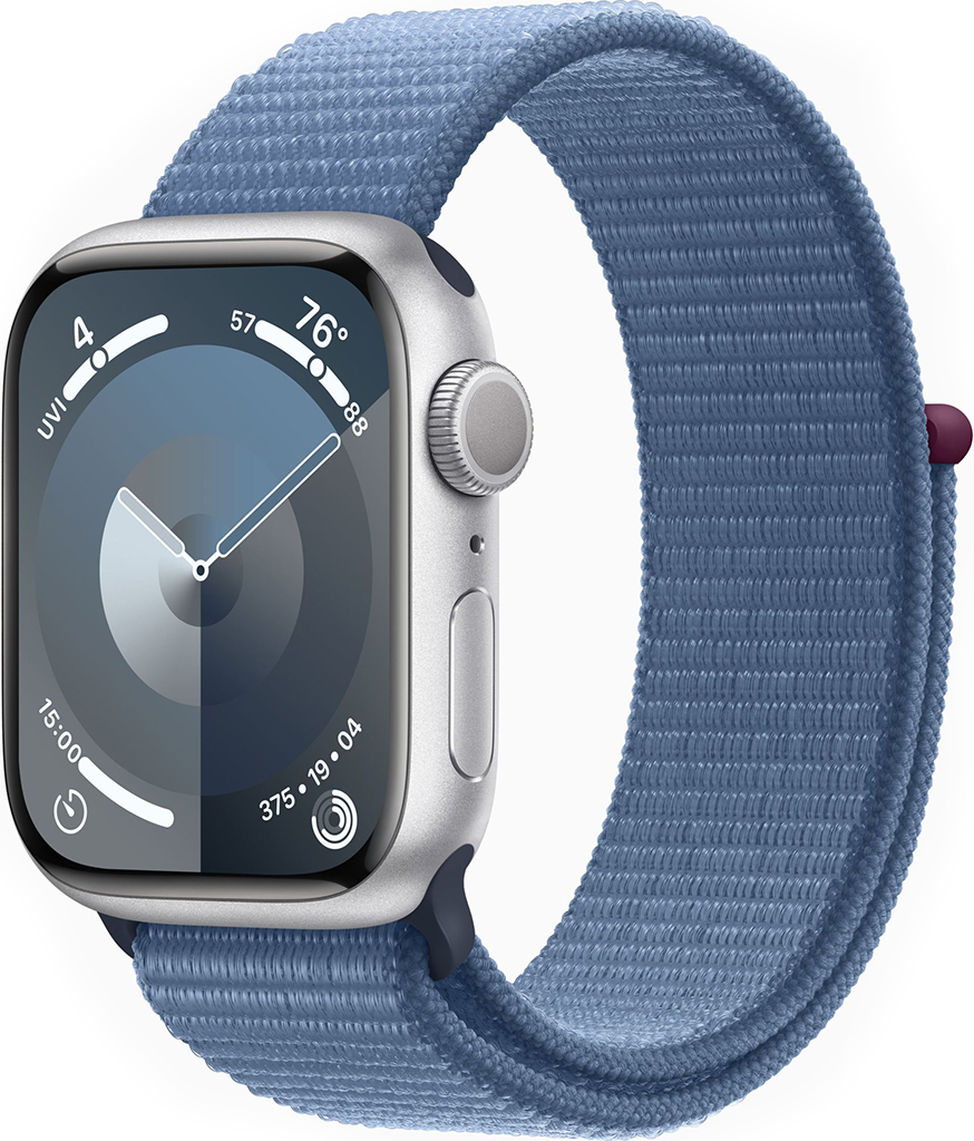 Watch Series 9, 41mm Aluminum Silver, с синим Textile ремешком