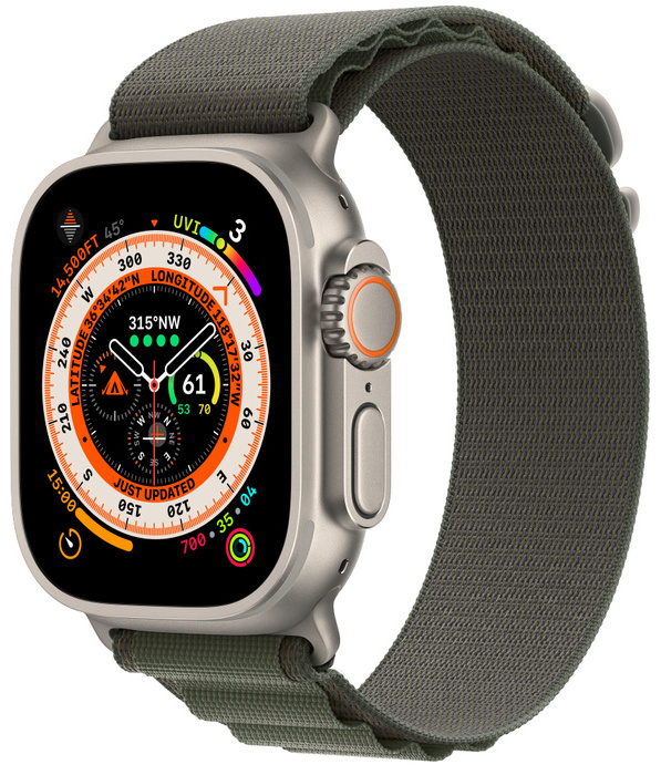 Умные часы Apple Watch Ultra, 49 мм титан/зеленый Alpine Loop ремешок