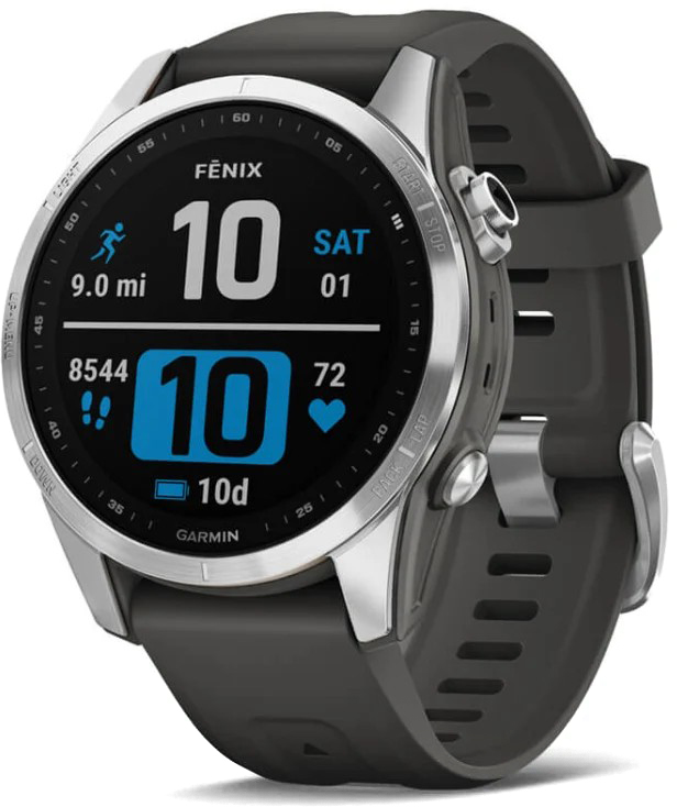 Fenix 7S 42mm Silver, с чёрным ремешком защитное стекло для garmin fenix 7x 7s 7 защитная пленка для экрана garmin fenix 7x 7s 7