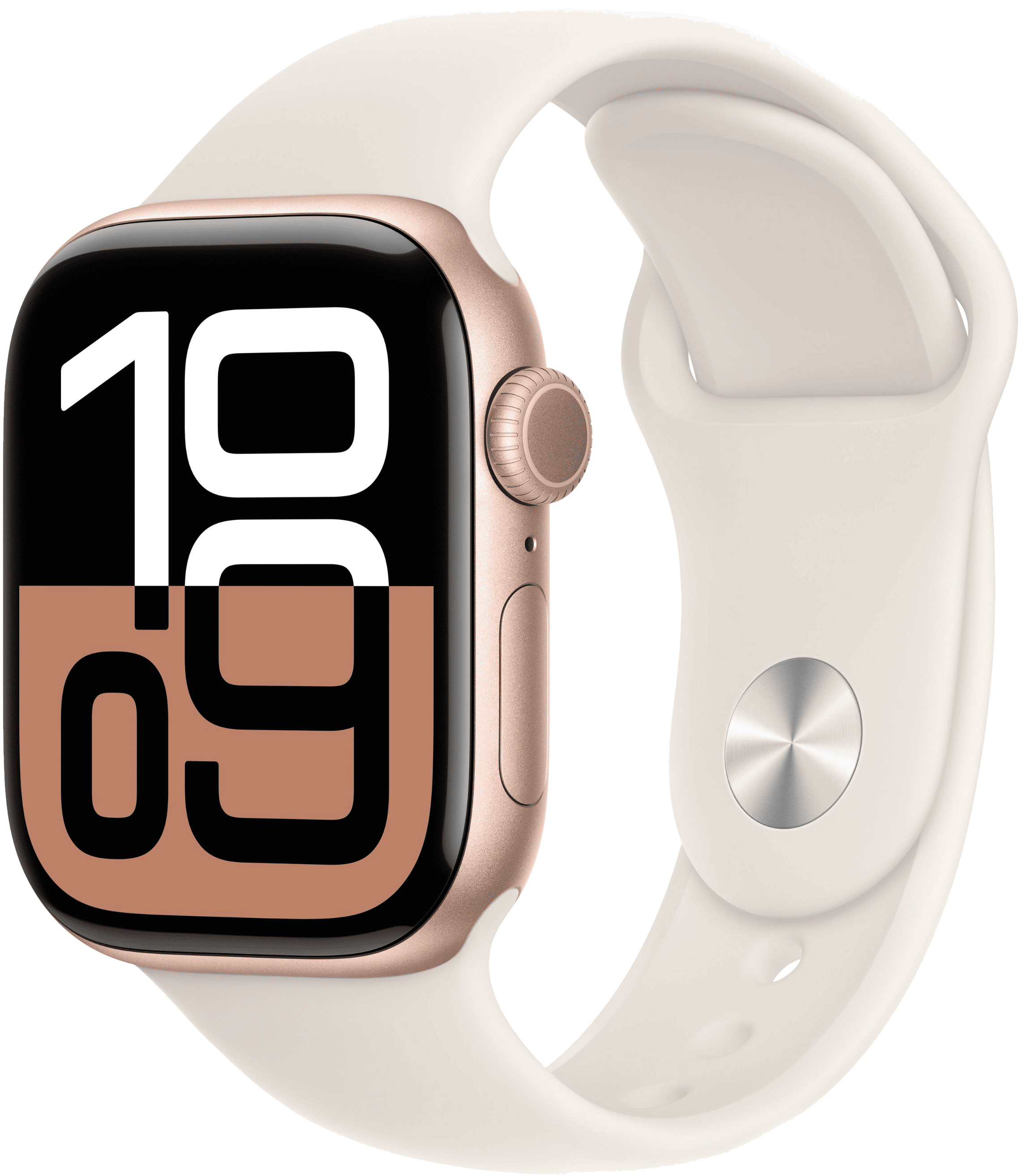 Умные часы Apple Watch Series 10 42 мм алюминиевый корпус «Розовое золото», с бежевым спортивным ремешком M/L