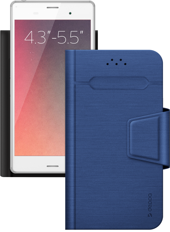 Чехол Deppa Wallet Fold M для смартфонов 4.3"-5.5" Blue