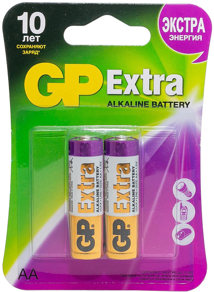 Extra AA (2 шт) батарея gp extra alkaline aa lr6 10 шт 15ax8 2 cr10